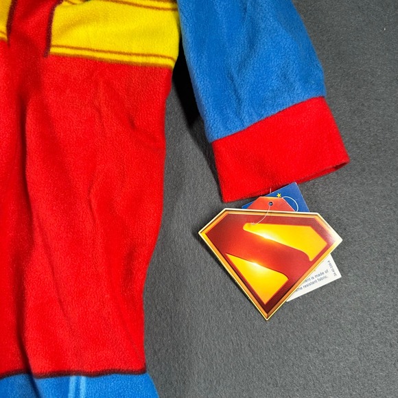 Superman Fleece Pajamas Boys L 10-12 Costume One Piece Flame Resistant NWT - Picture 6 of 10